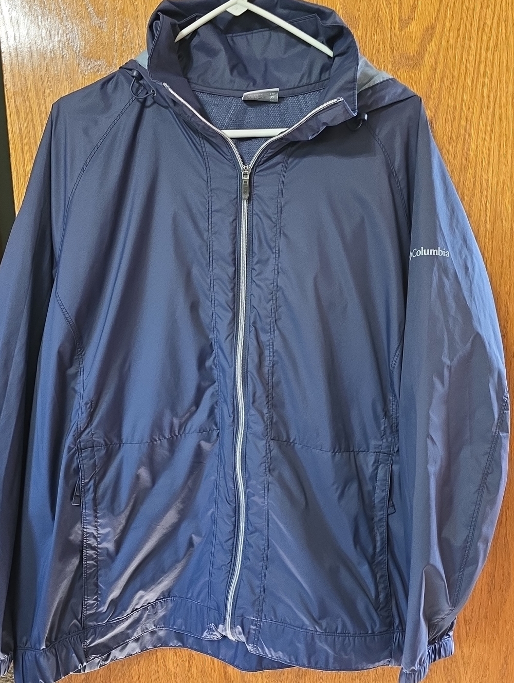 Columbia Navy Hooded Rain Jacket